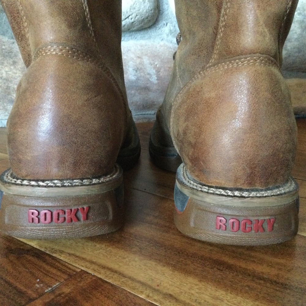 Rocky IronClad Waterproof Leather Work Boots Brown Lace-Up - Picture 6 of 9